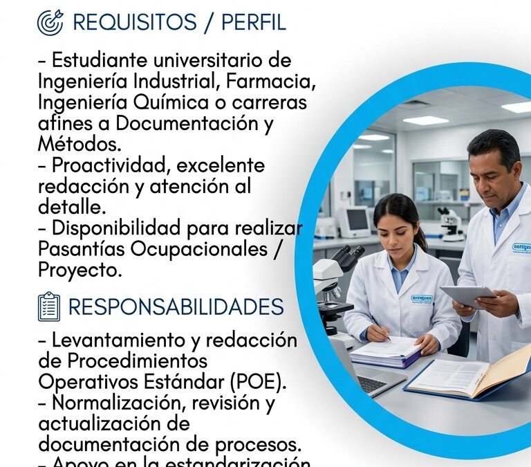 Pasante de documentación de procesos productivos
