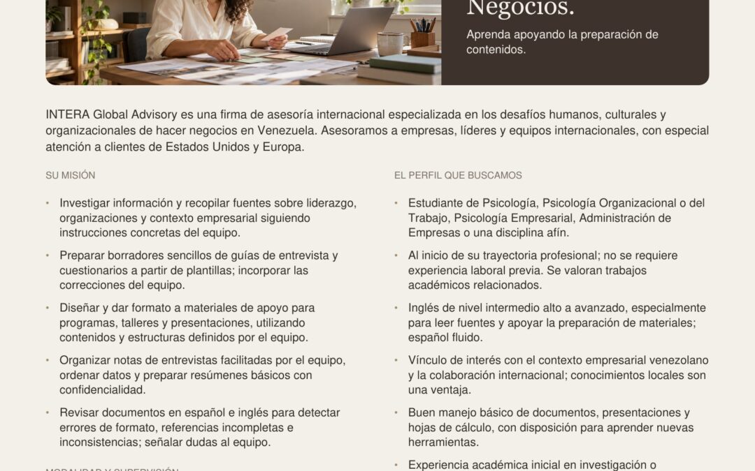 Asistente estudiantil / Pasante — Consultoría y Psicología Organizacional