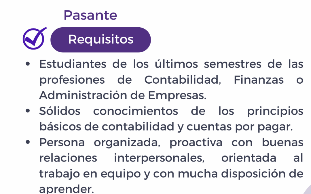 Pasante para Administración y Finanzas