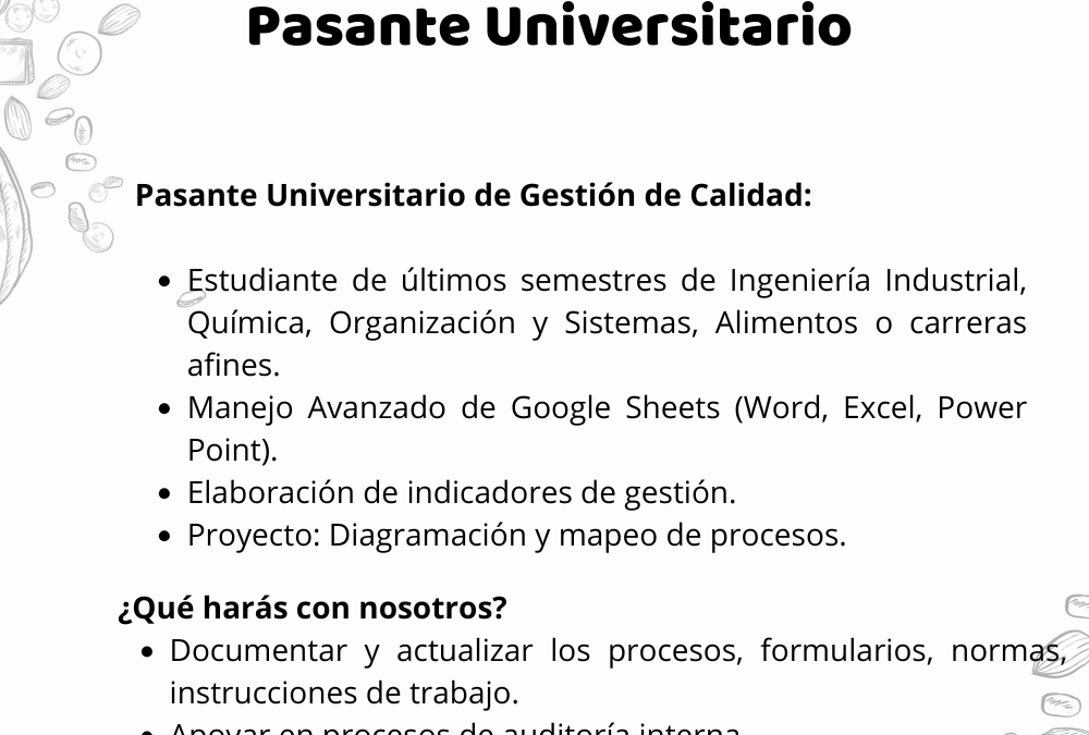 Pasante de Gestión de Calidad