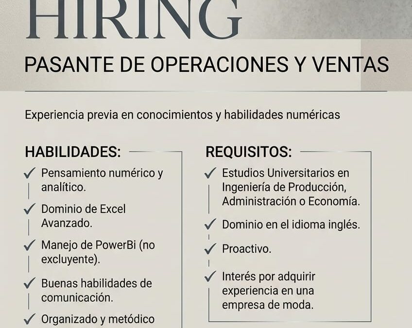 Pasante de Operaciones y Ventas